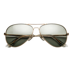 Vintage Aviator Sunglasses with Brown Frame on Transparent Background
