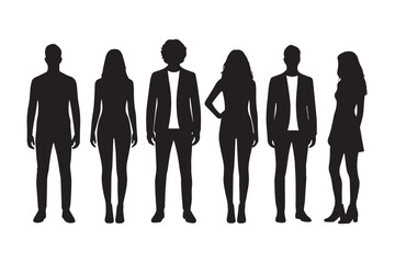 Vector silhouette of men and women