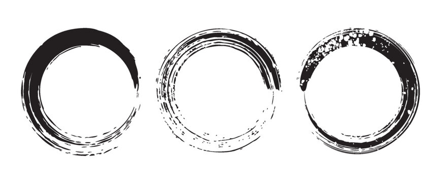 Creative vector illustration of hand drawning circle line sketch set isolated on a white background.  Circle Brush Stroke.
