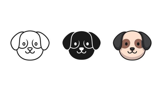 Vector Dog Face Illustrations in Various Styles