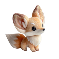 Cute Fox Plush Toy Sitting on Transparent Background
