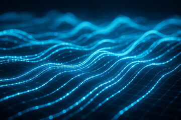 Layered cyan wave lines repeating in parallel, resembling stacked frequency bands on a digital display.