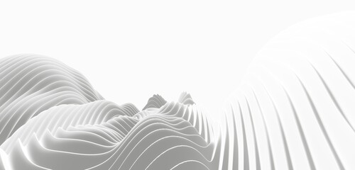Abstract white background curved pattern in design 3d render