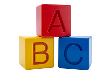 Colorful 3D ABC Building Blocks Education Concept on Transparent Background