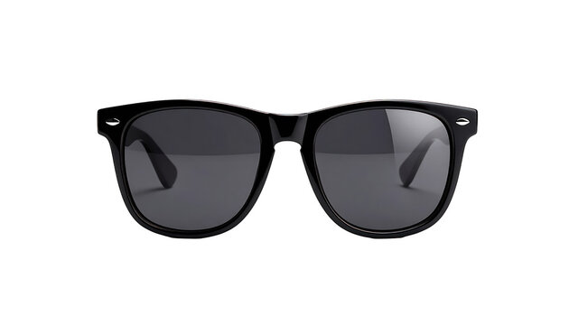 Sunglasses with dark lenses and black frame, viewed from the front, on a plain background, L (238).png reference