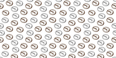 Fototapeta premium Hand-Drawn Coffee Bean Pattern Background Illustration with Rustic Charm and Natural Warm Tones, Ideal for Food and Beverage Branding and Textile Design