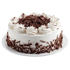 Chocolate Shavings Cake with White Frosting on Transparent Background