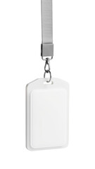 Fototapeta premium Blank ID badge holder with lanyard, ideal for events and identification purposes, offering sleek and professional appearance