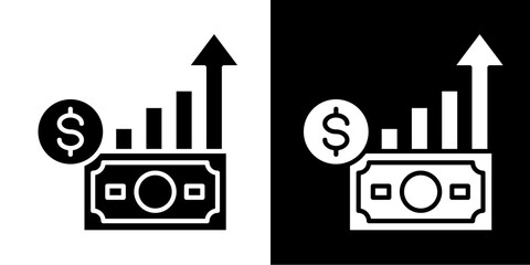 Earning  Icon Set White Glyph Style Collection