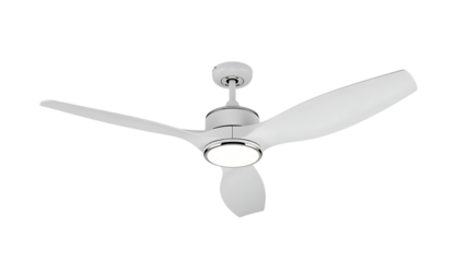 Modern white ceiling fan with silver accents