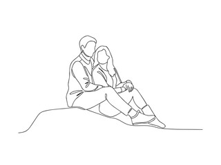 Couple Sitting Together Line