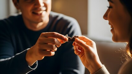 A couple exchanging a ring in a moment of love and commitment