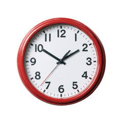 Red Round Analog Clock on Transparent Background