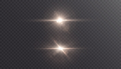 Bright glare with starry reflections, isolated on a transparent background. Vector light glare effect for glow overlays and user interface accents.  © Valeriia