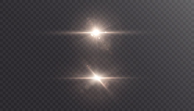 Bright glare with starry reflections, isolated on a transparent background. Vector light glare effect for glow overlays and user interface accents.
