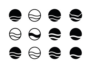 Fototapeta premium Titan Logo Variations. Titan. Icon set. Set Logo of Titan: thick atmospheric haze. harmonious logo variations of the same emblematic concept, each with