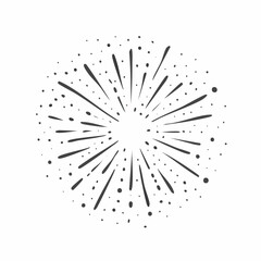 Obraz premium Dynamic explosion of black lines and dots radiating from a central point in a circular pattern on a white background