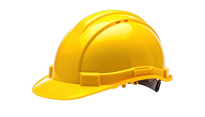 Fototapeta premium A shiny, yellow protective helmet, angled, against a black background