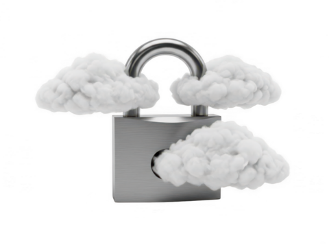 Clouds of freedom emerging from an open padlock isolated on transparent background - Powered by Adobe