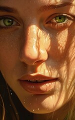 Woman with green eyes