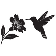 Hummingbird sips nectar from vibrant flower in mid flight