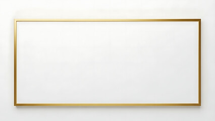 A simple rectangular blank white canvas framed with a thin golden border, isolated on a plain white background.