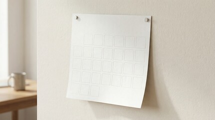 Calendar page displayed on a wall illustrating time management in a minimal design setting with focus on daily planning