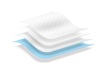 Four wavy layers material for the presentation disposable changing mats. Vector illustration isolated on white background. Ready for your design. EPS10.