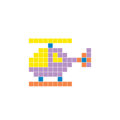 Obraz premium A flat pixel design made of geometric square color blocks on a clean icon layout. Pixel art helicopter