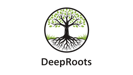Tree Logo with Roots and Branches.