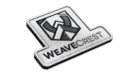 Weavecrest Logo Design on White Badge.