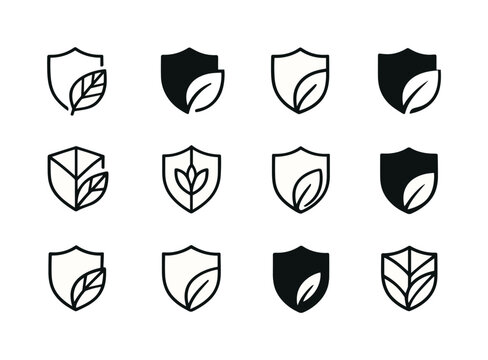 Harmonious Skin Logos. Skin and protection. Icon set. Set Logo of skin and protection: protective leaf layer. harmonious logo variations of the same emblematic