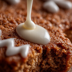 A mouthwatering close-up of a delectable pastry, with creamy frosting. Capturing the deliciousness of every layer, a feast for the eyes and the stomach.
