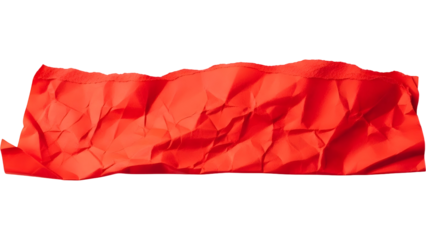 Crumpled red tissue paper isolated on transparent background