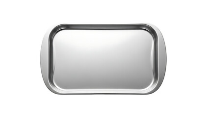 Silver metallic tray on white background