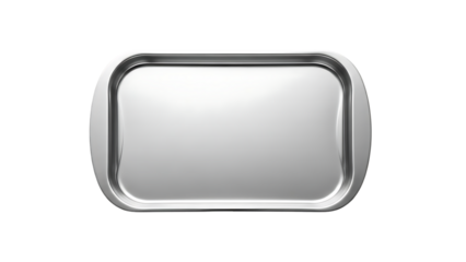 Silver metallic tray on white background