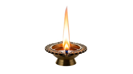 Traditional indian diya lamp with burning flame