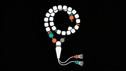 Microchip Circuit Board with Colored Components Isolated on Black Background