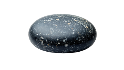 Isolated, speckled egg in muted blues and grays against a stark black background
