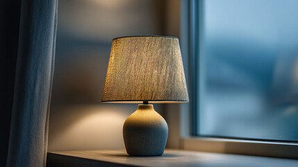 Cozy Bedside Lamp with Textured Ceramic Base and Glowing Shade