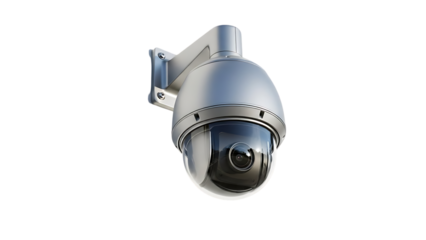 Security camera mounted on wall for surveillance