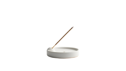 Minimalistic white incense holder with gold stick