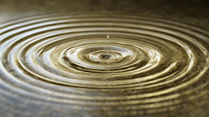 Fototapeta premium concentric. A single raindrop creating concentric ripples on a still pond surface. travel magazines, destination branding, designed for outdoor magazines and nature guides, used by professors.