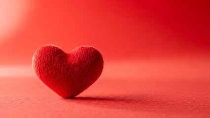 Soft red heart on vibrant red background for Valentine's Day