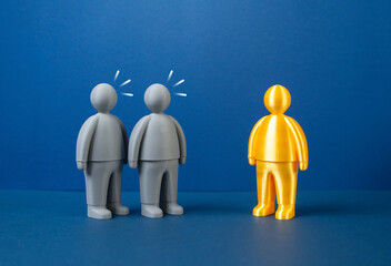 Ordinary workers are amazed by a talented employee. A valuable asset. Excellence recognition concept, inspiration and performance gap. Team dynamics, motivation impact