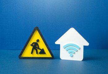 Home internet is disconnected while repairs are ongoing. Network outage and maintenance work. Digital disruption at home, remote work interruption and dependence on stable connectivity