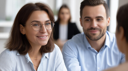 Fototapeta premium Faceless entrepreneur leading strategy session with colleagues in bright conference room business planning corporate meeting team collaboration strategic
