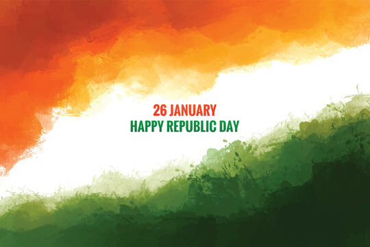 Abstract indian flag theme republic day watercolor tricolor background