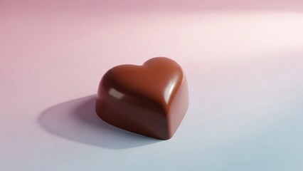Delicious heart shaped chocolate on pastel background