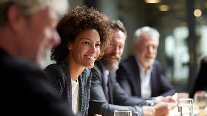 candid business meeting in modern office, diverse professionals discussing project around table